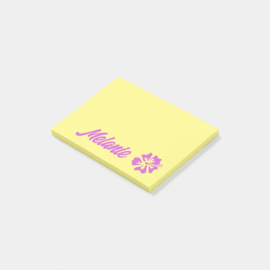 Gepersonaliseerde gele Post-it® notes met bloem (Schuin)