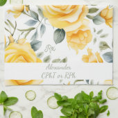 Gepersonaliseerde Gele Roos & RX Apotheek Theedoek (Gevouwen)