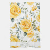 Gepersonaliseerde Gele Roos & RX Apotheek Theedoek (Verticaal)