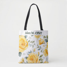 Gepersonaliseerde Gele Rozen en RX Symbool Canvas  Tote Bag