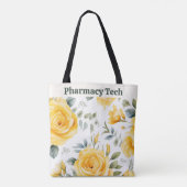 Gepersonaliseerde Gele Rozen en RX Symbool Canvas  Tote Bag (Achterkant)