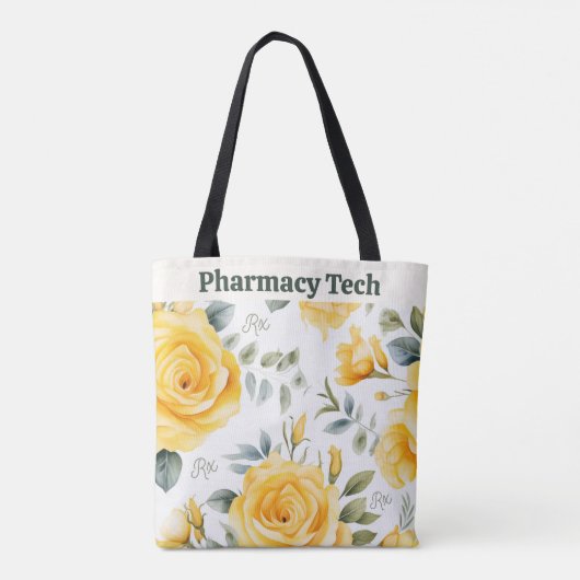 Gepersonaliseerde Gele Rozen en RX Symbool Canvas Tote Bag (Achterkant)