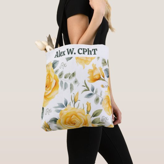 Gepersonaliseerde Gele Rozen en RX Symbool Canvas  Tote Bag (Dichtbij)