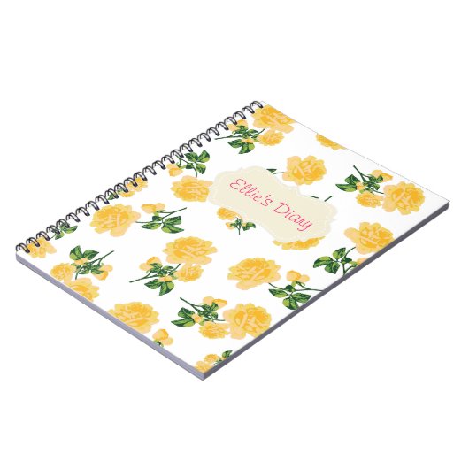 Gepersonaliseerde gele rozen witte laptop notitieboek (Linkerzijde)