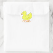 Gepersonaliseerde gele Rubber Duck Duckie Bathtub  Ronde Sticker (Tas)