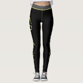 Gepersonaliseerde gele script joga fitness en gym leggings (Voorkant)