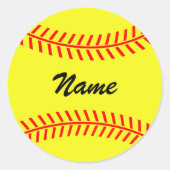 Gepersonaliseerde gele softbal stickers (Voorkant)