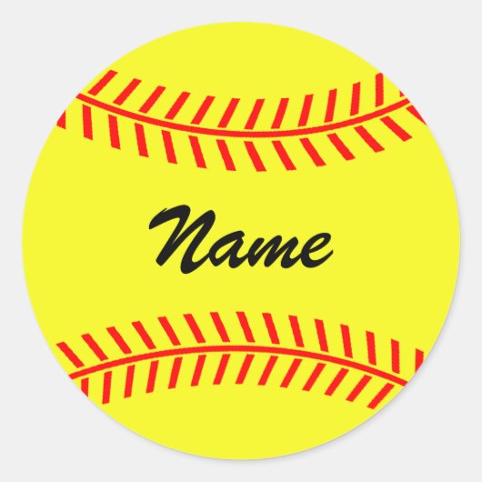 Gepersonaliseerde gele softbal stickers (Voorkant)