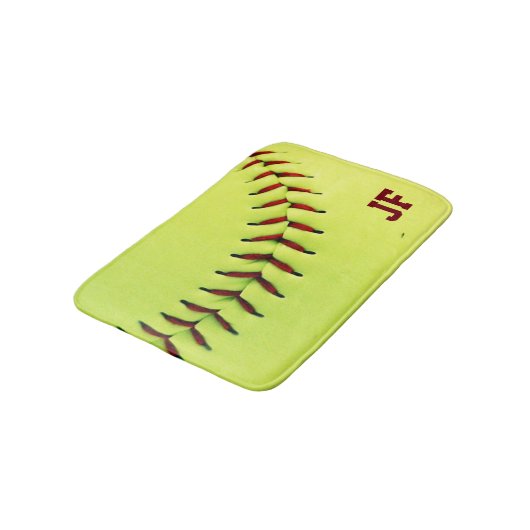 Gepersonaliseerde gele softball badmat (Gekanteld)