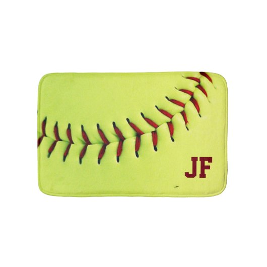 Gepersonaliseerde gele softball badmat (Voorkant)