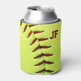 Gepersonaliseerde gele softball blikjeskoeler
