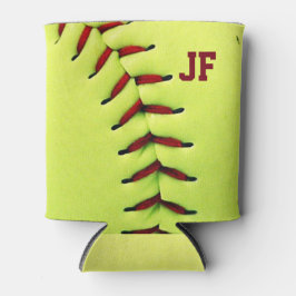 Gepersonaliseerde gele softball blikjeskoeler