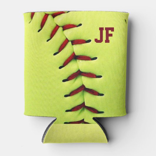 Gepersonaliseerde gele softball blikjeskoeler (Voorkant)