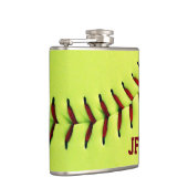 Gepersonaliseerde gele softball heupfles (Rechts)