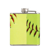 Gepersonaliseerde gele softball heupfles (Achterkant)