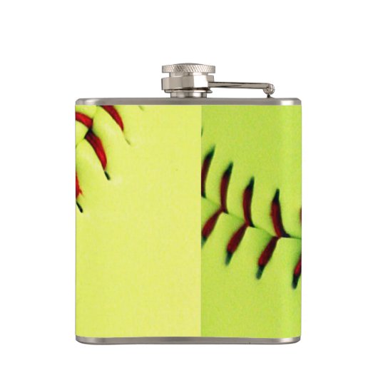 Gepersonaliseerde gele softball heupfles (Achterkant)