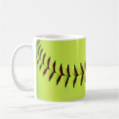 Gepersonaliseerde gele softball koffiemok (Links)