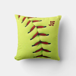 Gepersonaliseerde gele softball kussen