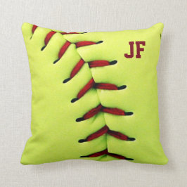 Gepersonaliseerde gele softball kussen
