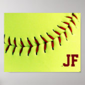 Gepersonaliseerde gele softball poster (Voorkant)