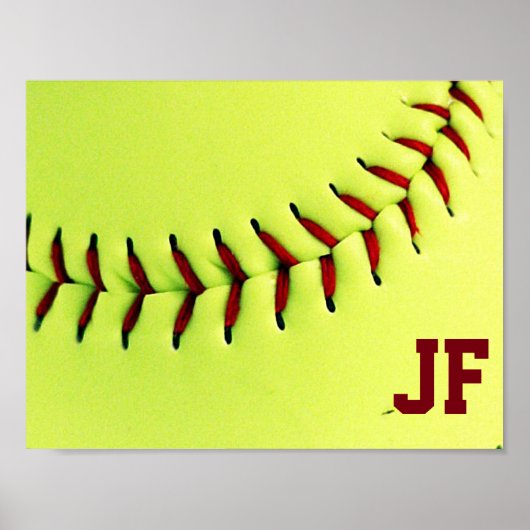 Gepersonaliseerde gele softball poster (Voorkant)