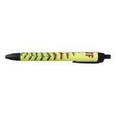 Gepersonaliseerde gele softball zwarte inkt pen (Bodem)