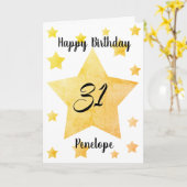 Gepersonaliseerde gele sterren 31e verjaardag kaart (Gele Bloem)