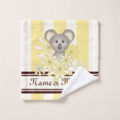 Gepersonaliseerde gele streep Schattige Baby Koala Bad Handdoek (Wasdoekje)