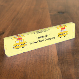 Gepersonaliseerde Gele Taxi Naambordje