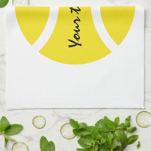 Gepersonaliseerde gele tenniskeukenhanddoek theedoek (Gevouwen)