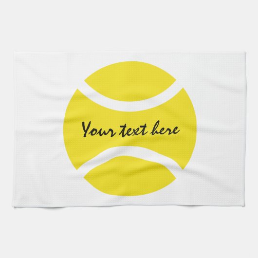 Gepersonaliseerde gele tenniskeukenhanddoek theedoek (Horizontaal)