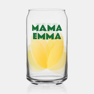 Gepersonaliseerde Gele Tulp Bloemen Drinkware voor Blikvorm Glas