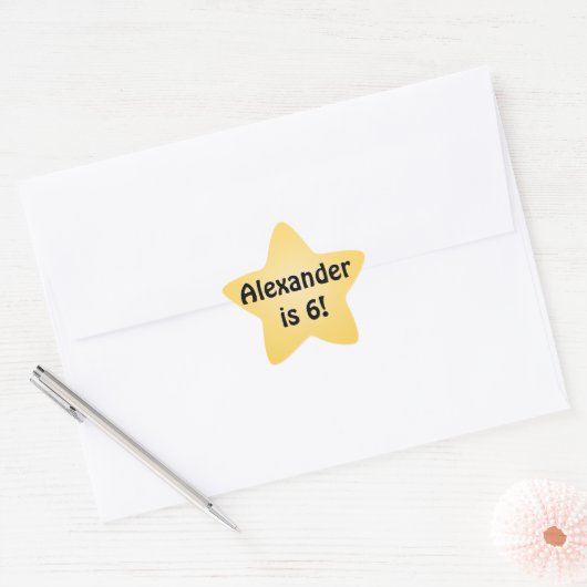 Gepersonaliseerde Gele Verjaardagsgunst Ster Ster Sticker (Envelop)