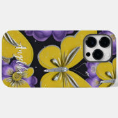 Gepersonaliseerde gele vlinders en paarse bloemen Case-Mate iPhone case (Achterkant (horizontaal))