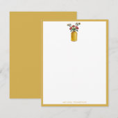 Gepersonaliseerde Gele  Waterverf Bloemen Notitiekaartje (Voorkant / Achterkant)