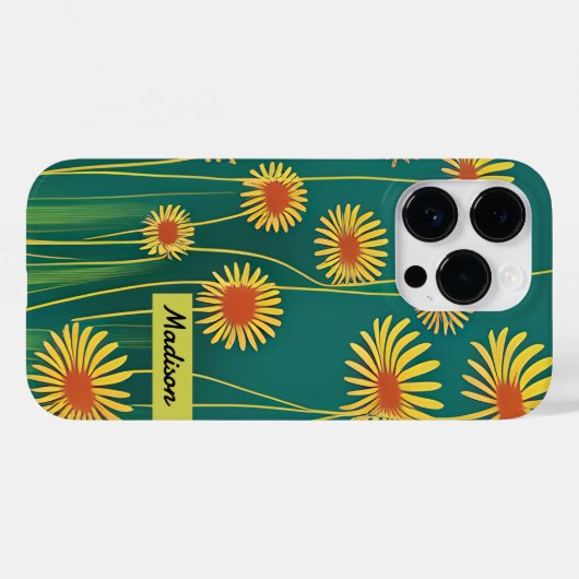 Gepersonaliseerde gele wilde bloemen Case-Mate iPhone case (Achterkant (horizontaal))