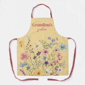 Gepersonaliseerde Gele Wildflower Garden Schort (Voorkant)