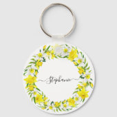 Gepersonaliseerde Gele Witte Lente Narcissen Garla Sleutelhanger (Voorkant)