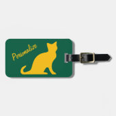 Gepersonaliseerde gele zittende kat silhouet reize bagagelabel (Voorkant horizontaal)