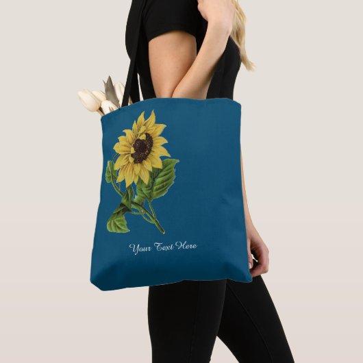 Gepersonaliseerde Gele Zonnebloem Canvas tas (Dichtbij)