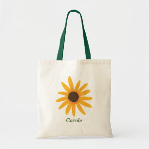 Gepersonaliseerde Gele Zonnebloem Canvas tas