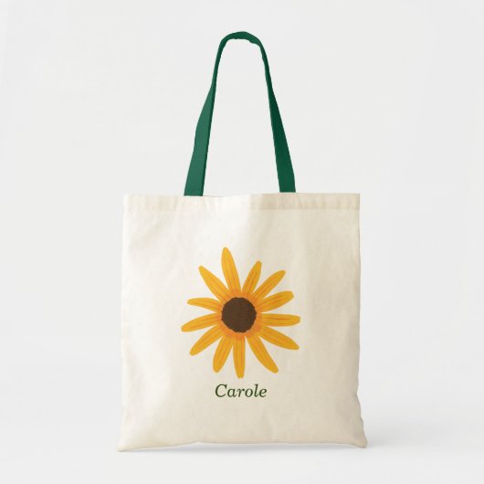 Gepersonaliseerde Gele Zonnebloem Canvas tas (Voorkant)