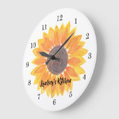 Gepersonaliseerde Gele Zonnebloem Grote Klok (Hoek)