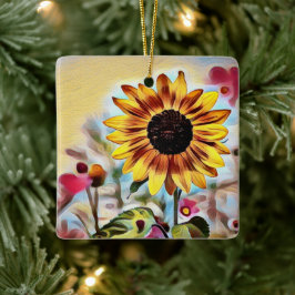 Gepersonaliseerde  Gele Zonnebloem Kerstmis Keramisch Ornament
