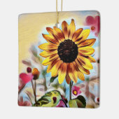 Gepersonaliseerde  Gele Zonnebloem Kerstmis Keramisch Ornament (Links)