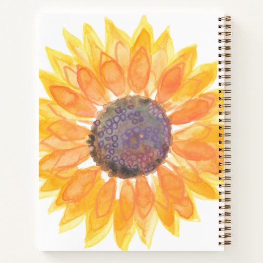 Gepersonaliseerde Gele Zonnebloem Notitieboek (Achterkant)