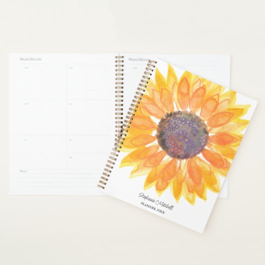 Gepersonaliseerde Gele Zonnebloem Planner (Display)