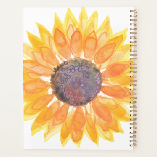 Gepersonaliseerde Gele Zonnebloem Planner (Achterkant)