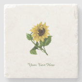 Gepersonaliseerde  gele zonnebloem stenen onderzetter (Voorkant)