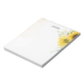 Gepersonaliseerde gele zonnebloem Waterverf Notitieblok (Linkerzijde)